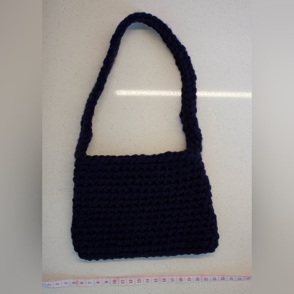 Small Blue Crochet Handmade Purse with Cherry Charm - Picture 5 of 5
